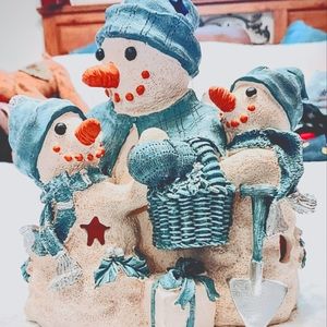 Snowman Family 10" tall 26 1/2" in diameter. Multi colored.